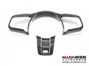 Jaguar F-TYPE Interior Trim - Carbon Fiber - Steering Wheel Trim - R - Flat Bottom Style Wheel - Red Candy